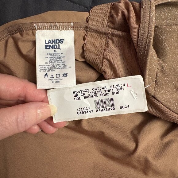 Lands’ End Shine Shirred One Shoulder Tankini Swimsuit Top - Size: 4 Long - NWT - Picture 9 of 10